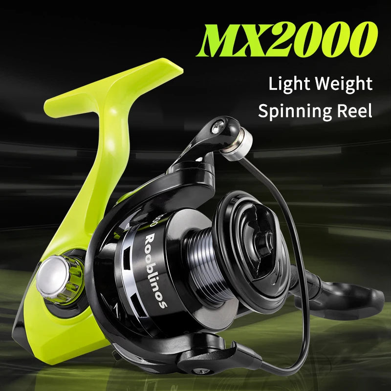 Rooblinos MX Spinning Fishing Reel 5.2:1 Gear Ratio 2+1BB Lightweight Smooth Drag Anti-Reverse for Saltwater Freshwater