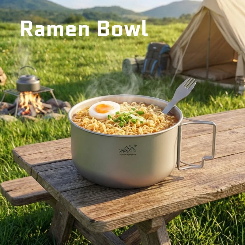 Titanium Camping Pot 1.2L 1.4L Folding Bail Handle