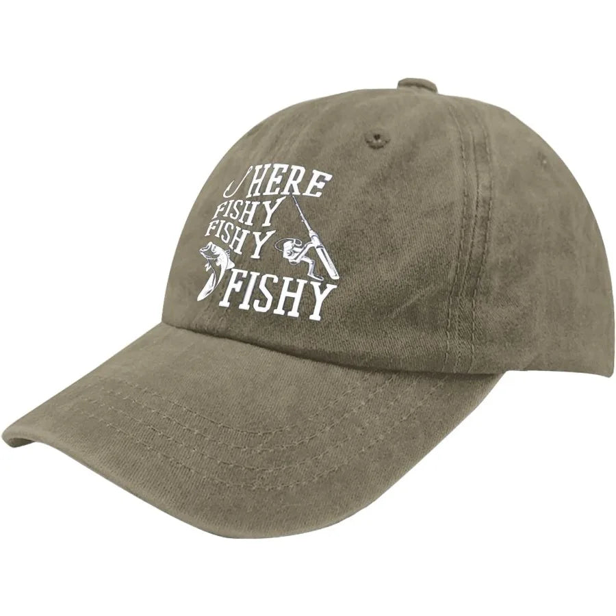 Funny Fishing Themed Pigment Black Dad Hat