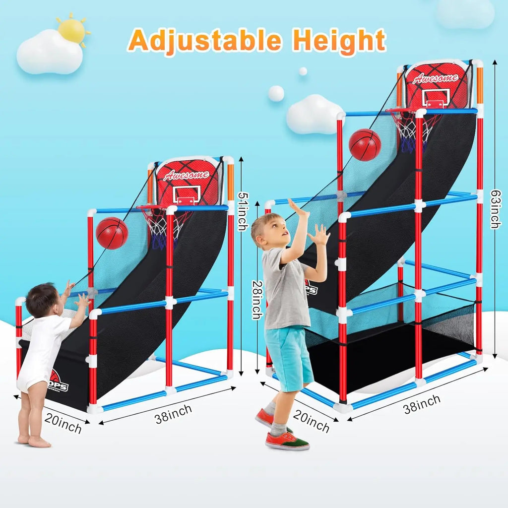 Adjustable Arcade Basketball Game Set with 4 Balls,