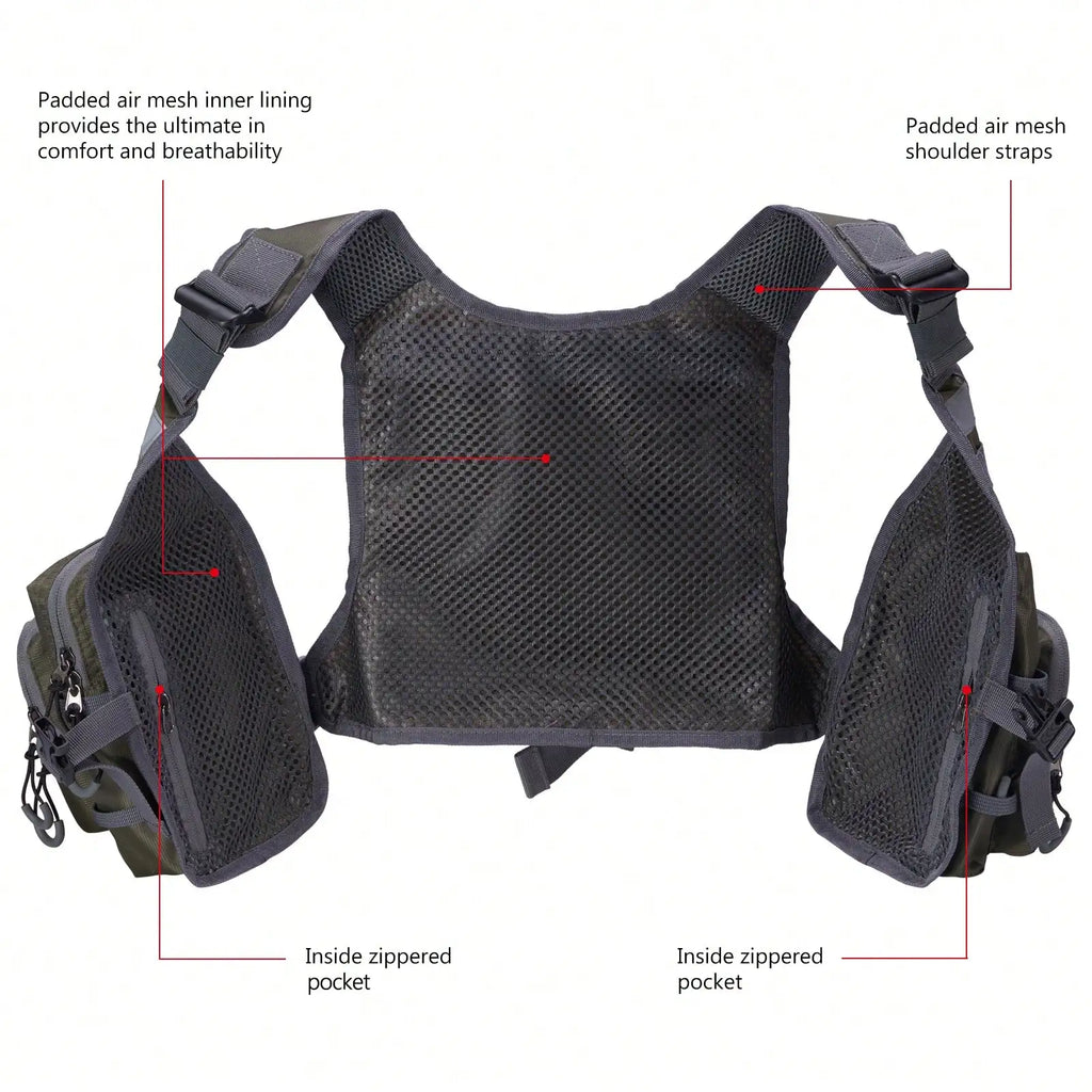 Breathable Fly Fishing Vest with Chest Pack,