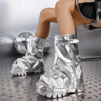 Women's Fold Over Boots  Wide Calf Pleated P