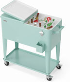 80 Quart Rolling Ice Chest, Portable Beverage
