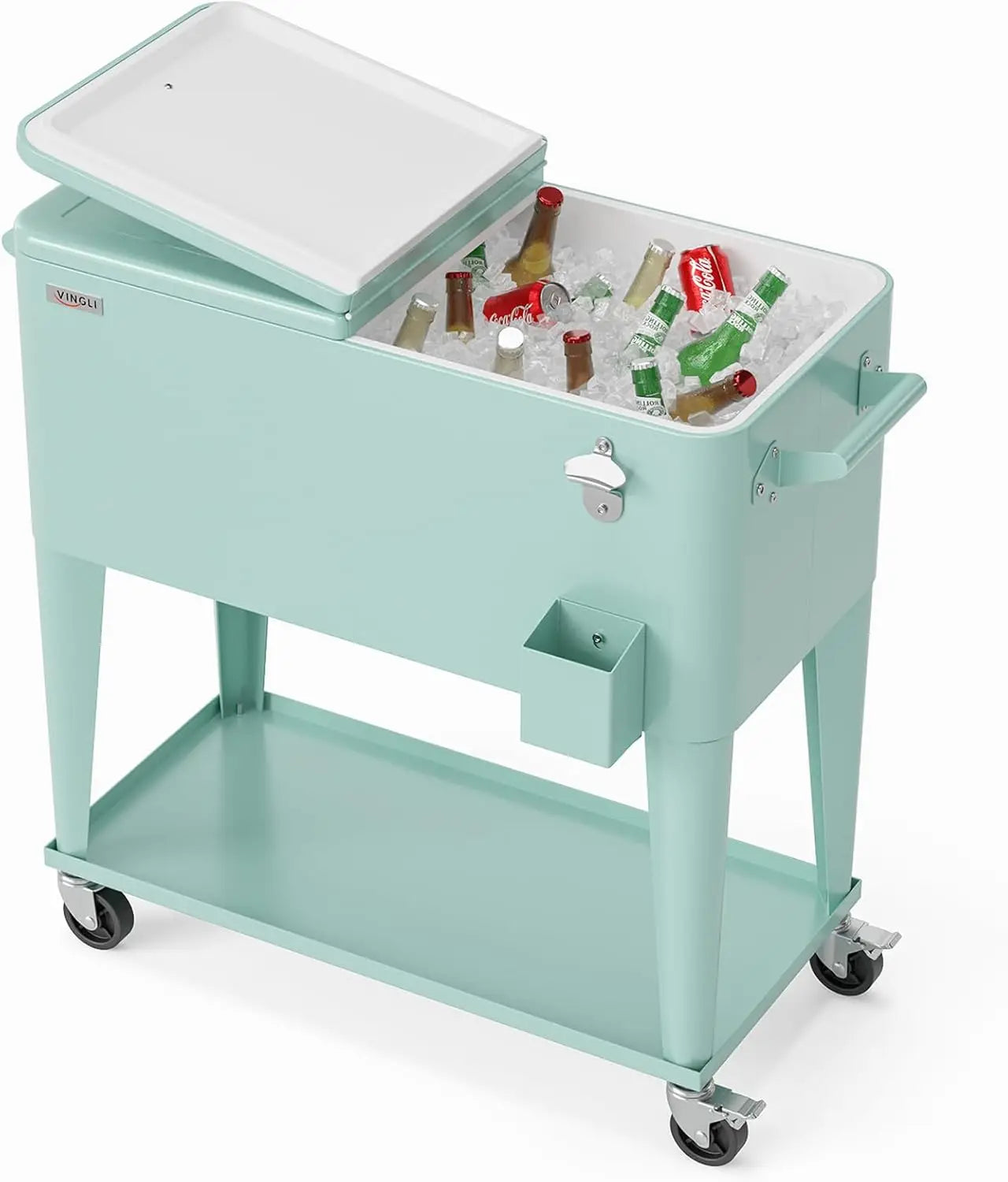 80 Quart Rolling Ice Chest, Portable Beverage