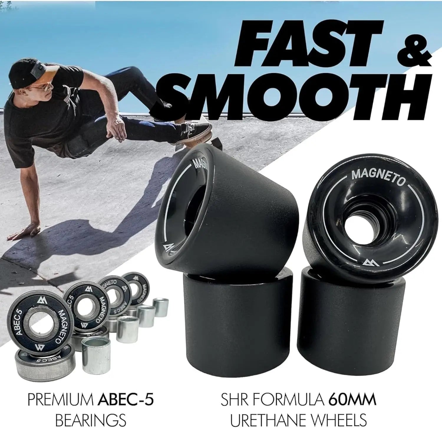 Complete Skateboard with Maple Deck, 60mm Wheels, Double Kick Concave for Beginners, Teens & Adults