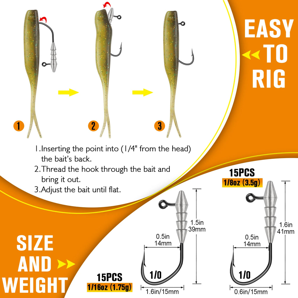 15PCS Hover Rig Jighead Swimbait Jig Heads