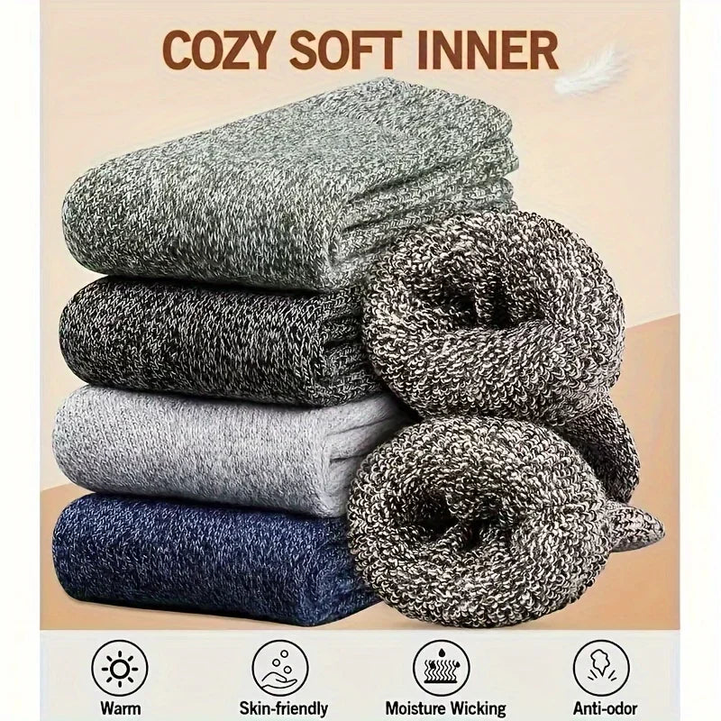 Men's Winter Warm Socks, Thick Towel Mid-Calf