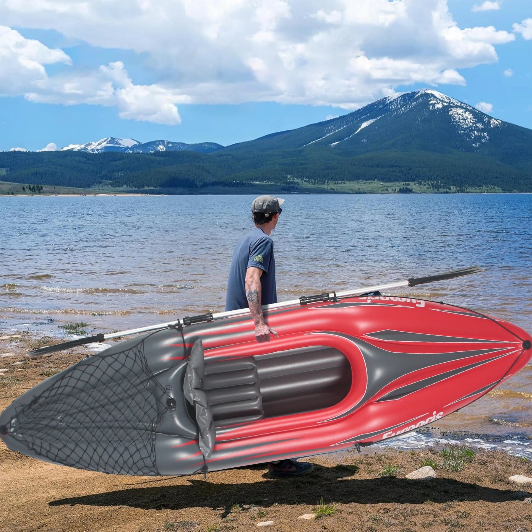 Inflatable Red Kayak Fishing Boat