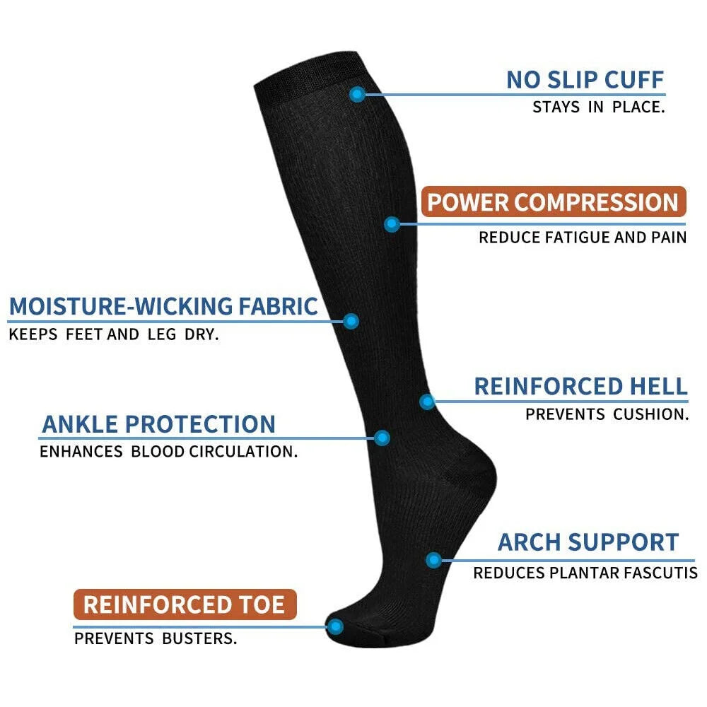 5Pair Copper Compression Socks Women Men