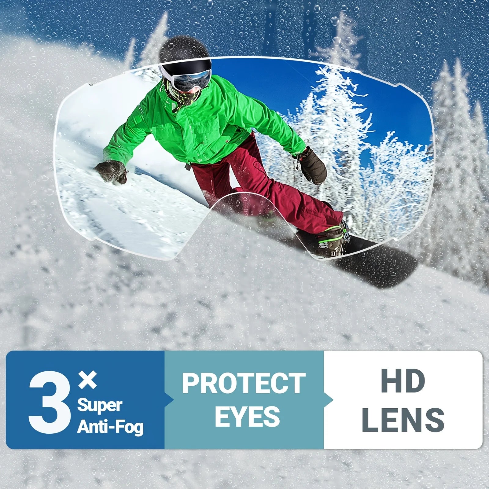 OutdoorMaster Ski Goggles with Cover Snowboard Snow Goggles OTG Anti-Fog