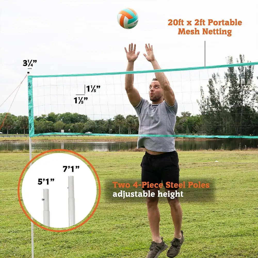 20' Outdoor Volleyball and Badminton Set