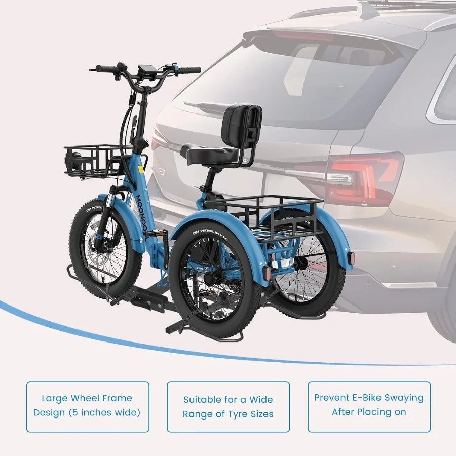 Heavyduty foldable trike hitch rack