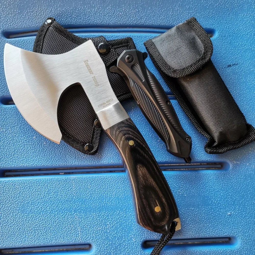 Stainless Steel Axe & Folding Knife Combo Set