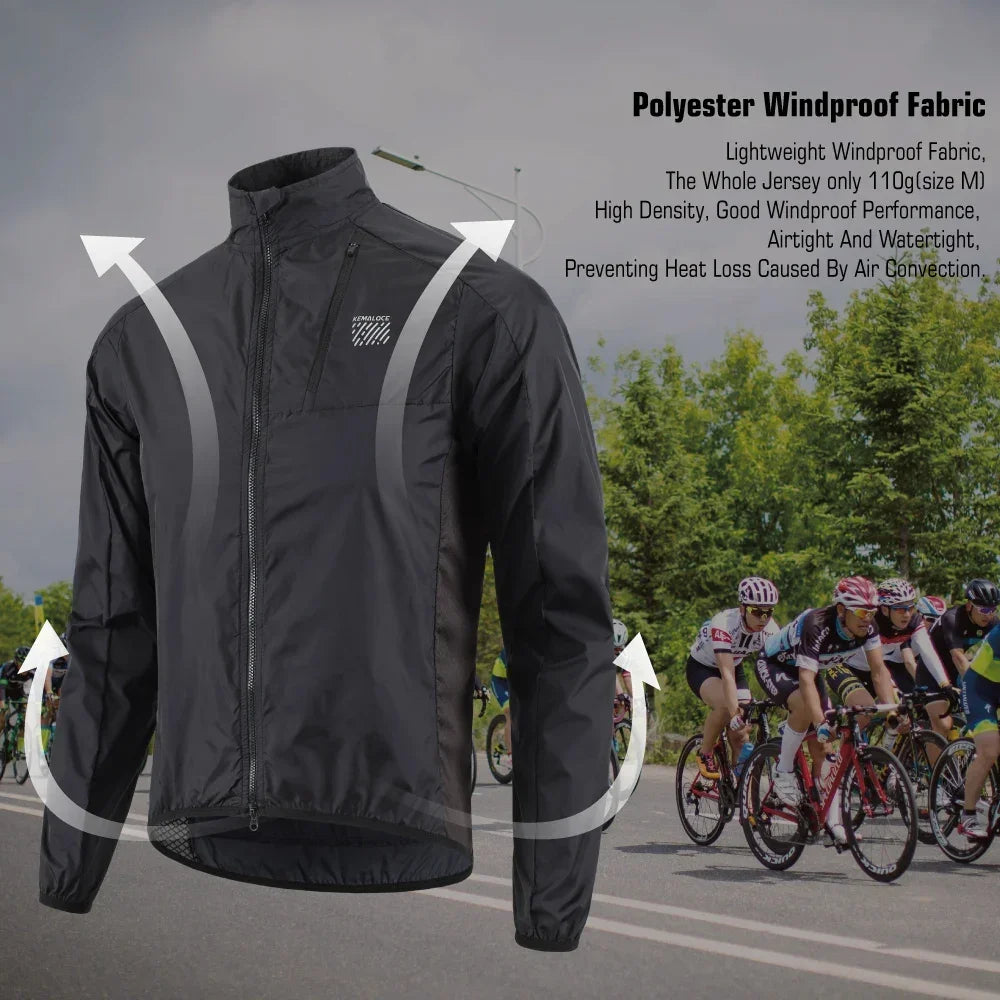 KEMALOCE Cycling Jacket Windproof Men 2025 Ultralight