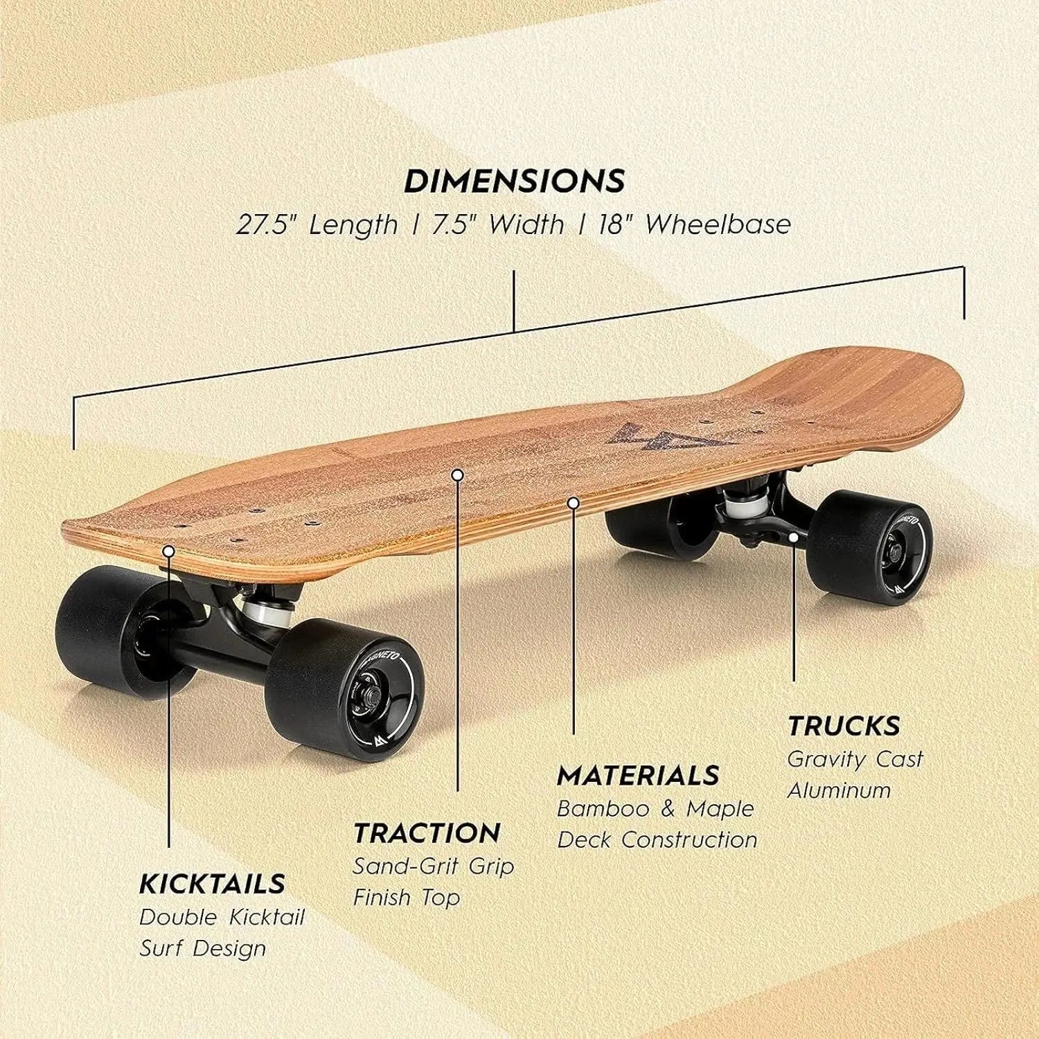 Complete Skateboard with Maple Deck, 60mm Wheels, Double Kick Concave for Beginners, Teens & Adults