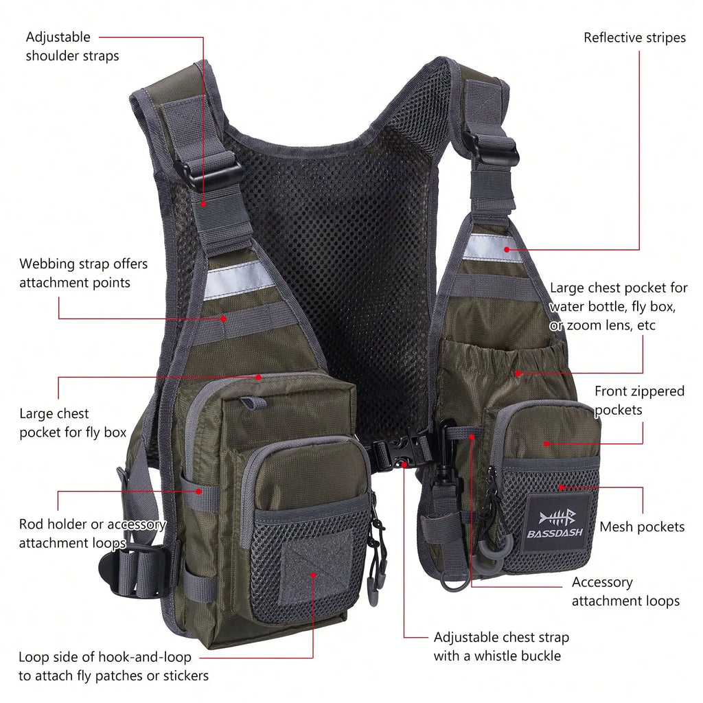 Breathable Fly Fishing Vest with Chest Pack,