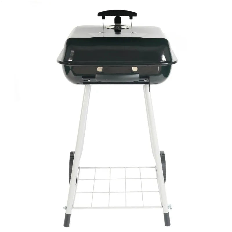 17.5" Square Steel Charcoal Grill on Wheels