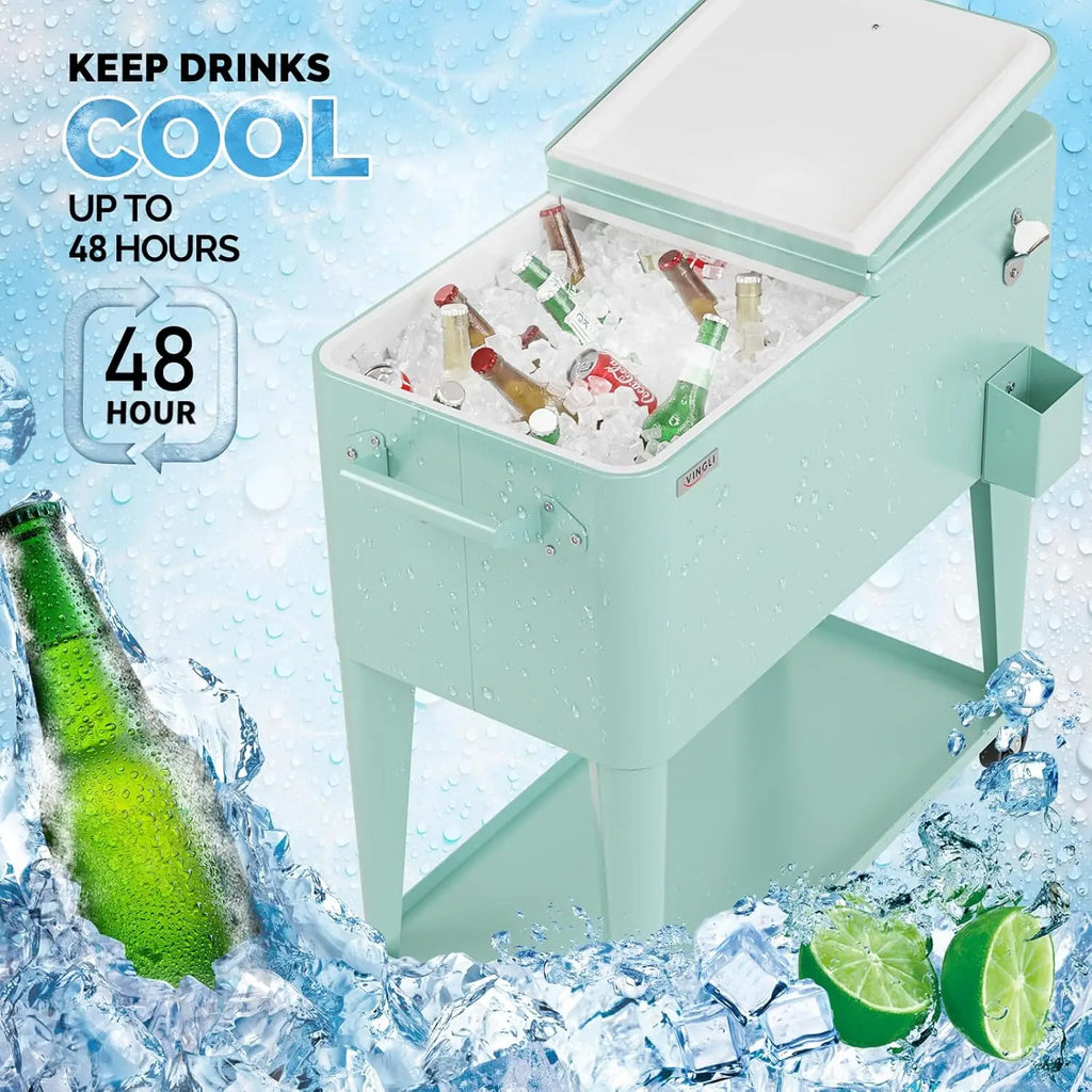80 Quart Rolling Ice Chest, Portable Beverage