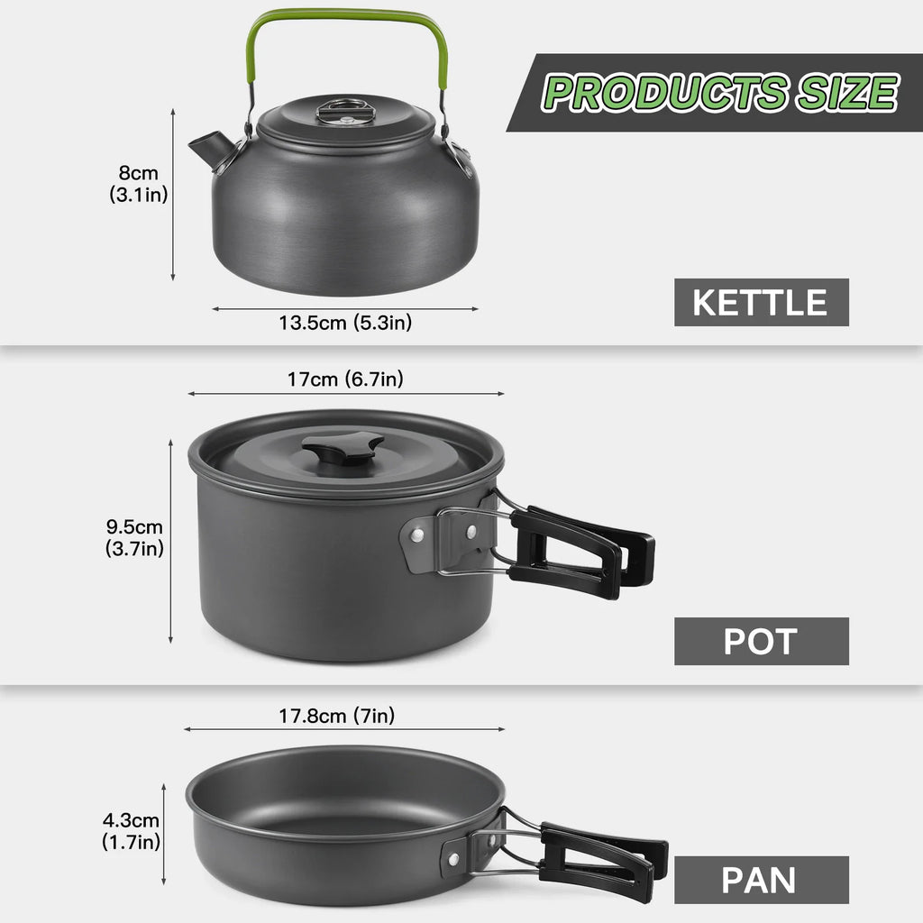 Camping Pot Set Portable Aluminum Cookware Set