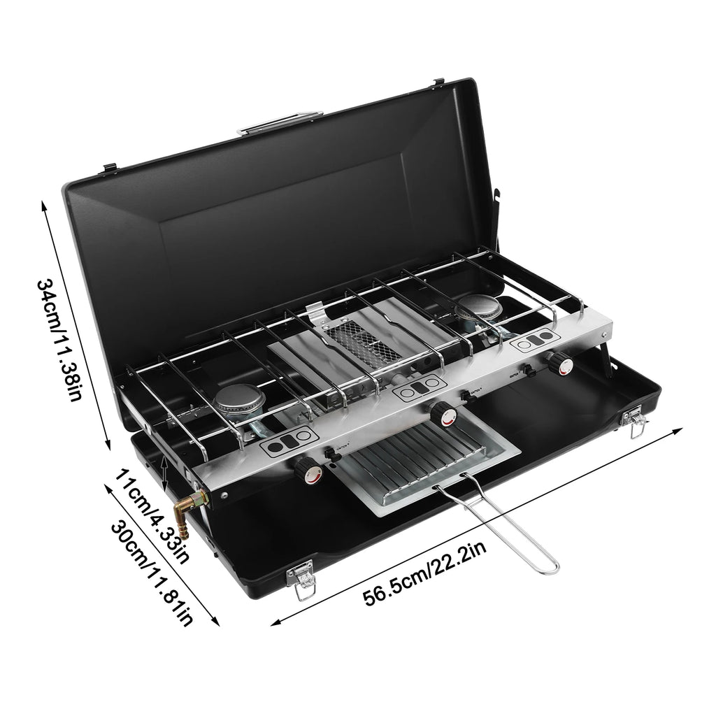 Portable Camping Stove with Griddle 3 Burner
