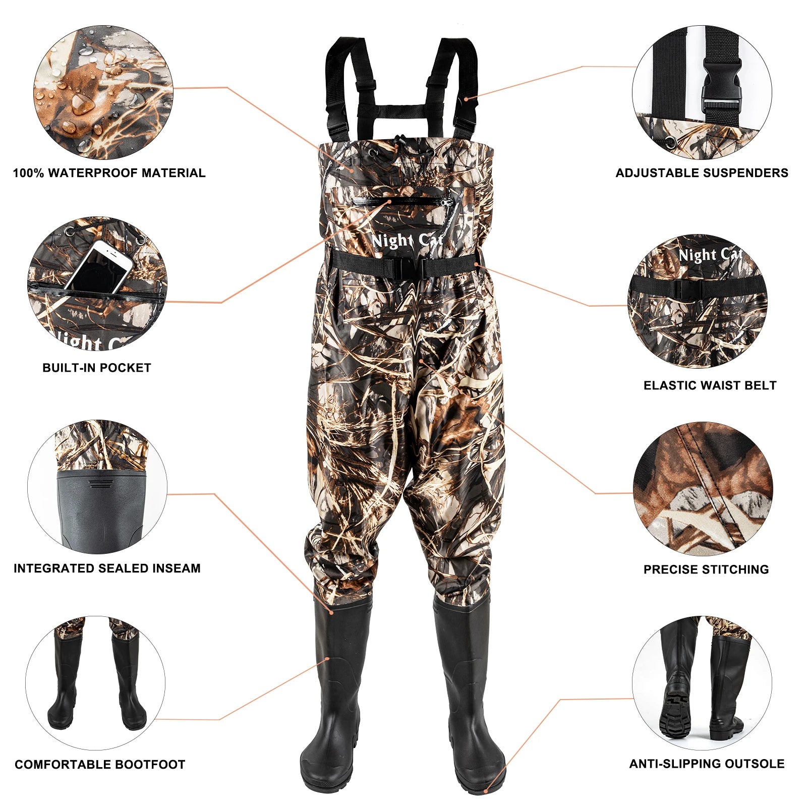 Waders Men with Boots for Fishing Waterproof