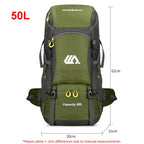 50L Travel Backpack Camping Men Large Waterproof O