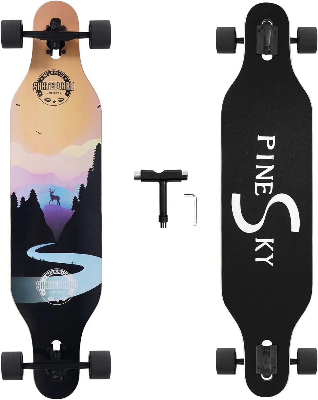 41-Inch Maple Longboard Complete Skateboard for Cruising,