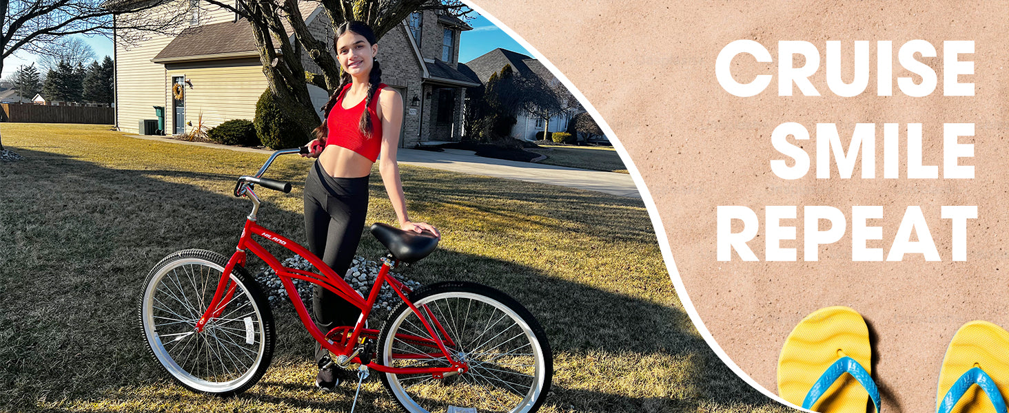 HILAND 26 Inch Womens Beach Cruiser Bike